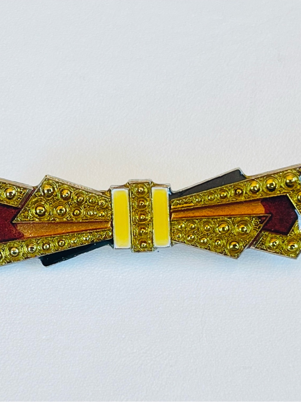 Vintage Art Deco Pierre Bex Style Enamel & Resin Bow Brooch